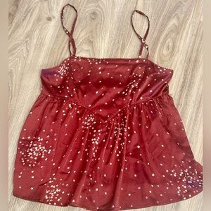 Anthropologie Star Print Maroon/Burgundy Red Cami Small
